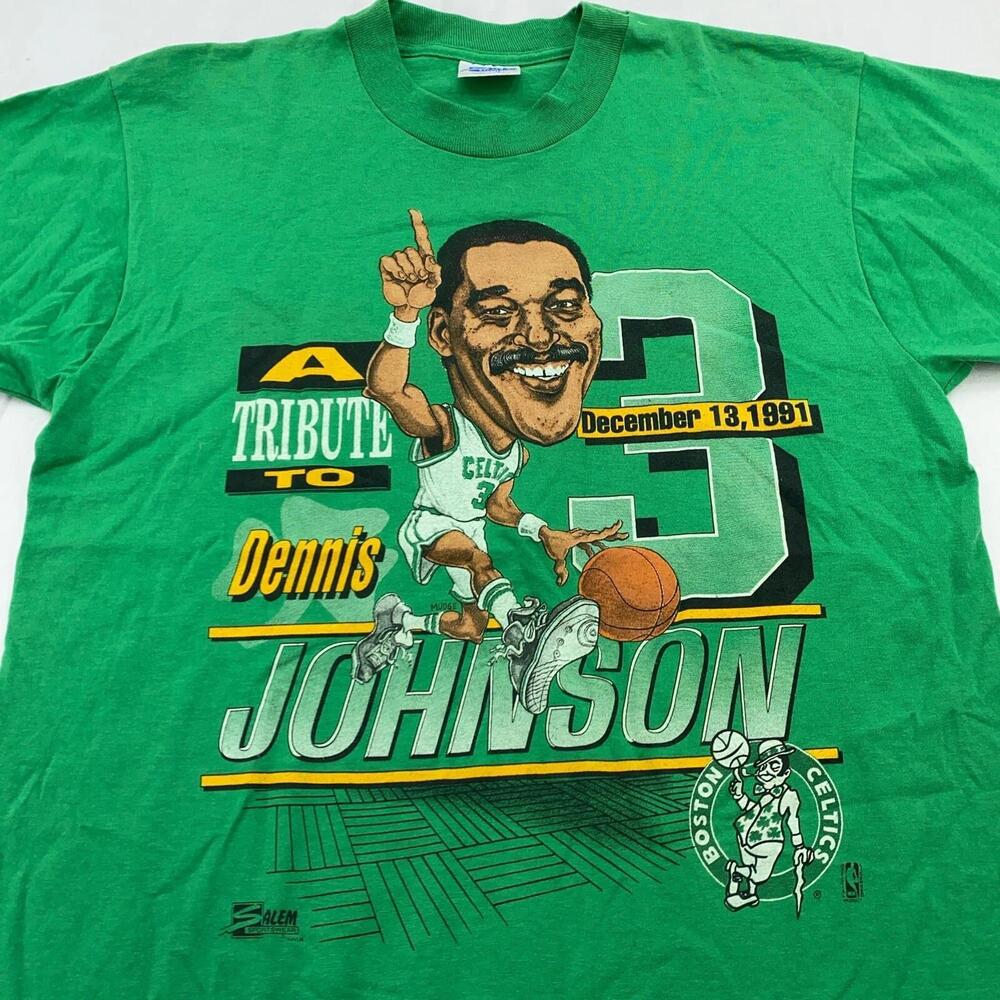 90S Boston Celtics Dennis Johnson Tribute Caricature Salem T-Shirt M